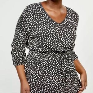 Lane Bryant Heart Print Top Smocked Waist Babydoll